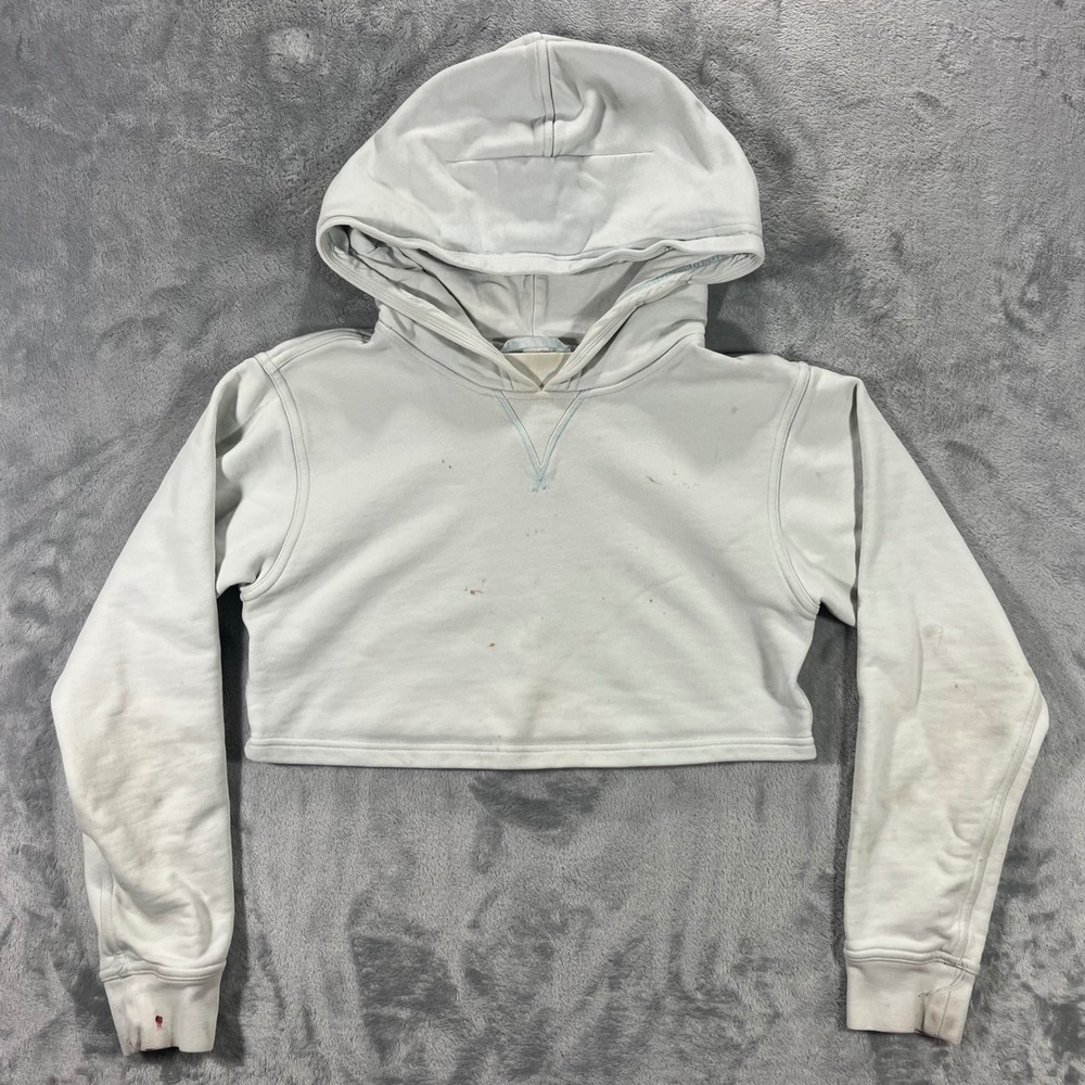 LULULEMON‎ All Yours Cropped Hoodie Womens 0 Light Blue Stained Relaxed Fit